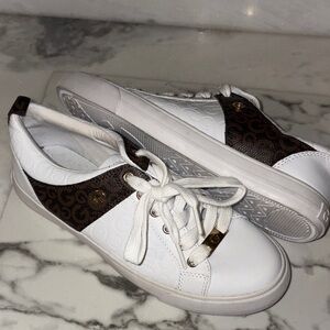 Guess White and Brown Logo Sneakers